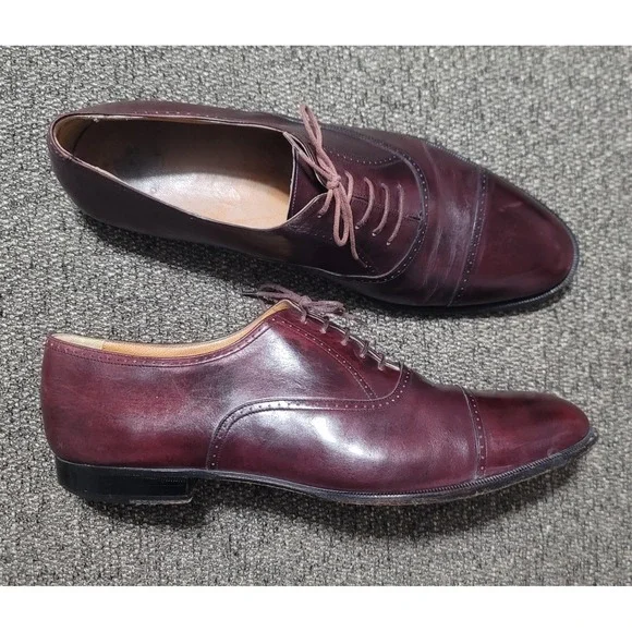 Santoni‎ S/2 Men's Burgundy Cap Toe Vero Cuoio Sole Dress Shoes 81102 Size 14 D